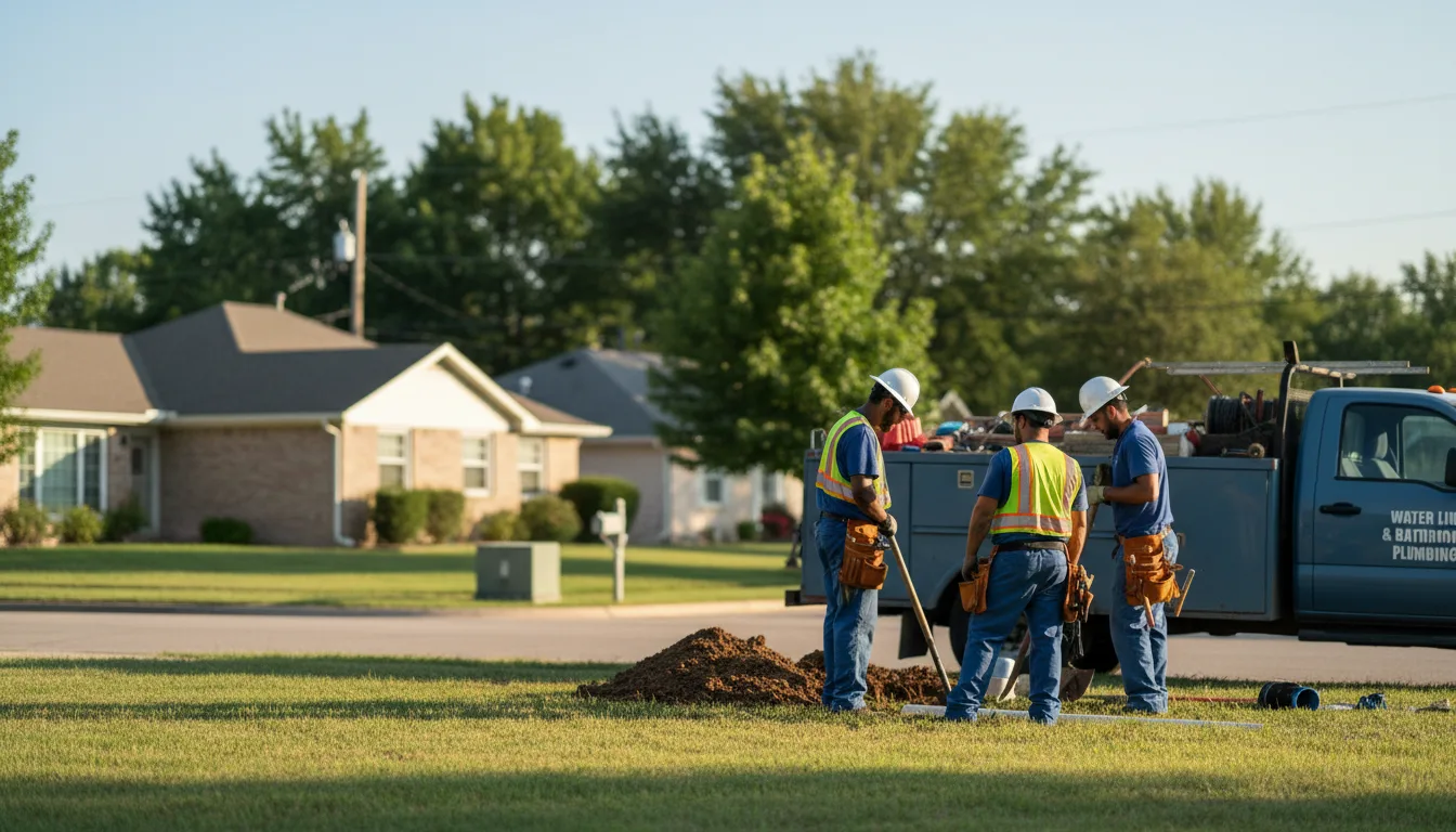 Residential water line and bathroom plumbing service in South English, IA